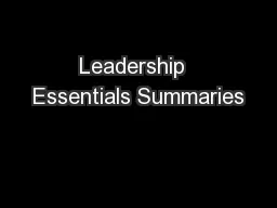 Leadership  Essentials Summaries