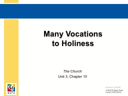 Many Vocations to Holiness