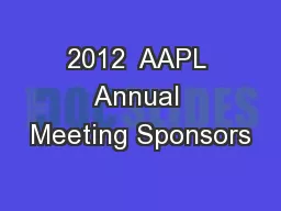 2012  AAPL Annual Meeting Sponsors