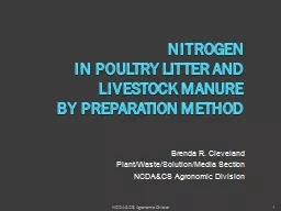 Nitrogen  in Poultry Litter and Livestock Manure