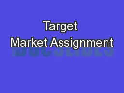 Target Market Assignment