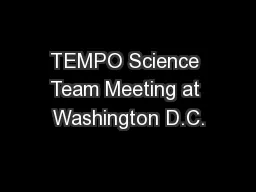 TEMPO Science Team Meeting at Washington D.C.