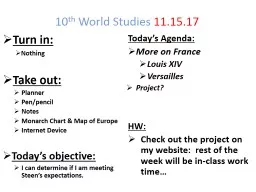 10 th  World Studies  11.15.17
