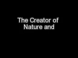 The Creator of Nature and