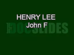 HENRY LEE John F