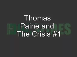 Thomas Paine and The Crisis #1