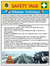 SAFETY TALK Winter Driving
