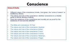Conscience Areas of Study: