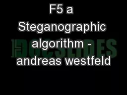 F5 a Steganographic algorithm - andreas westfeld