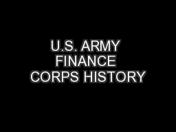 U.S. ARMY FINANCE CORPS HISTORY
