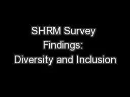 SHRM Survey Findings: Diversity and Inclusion