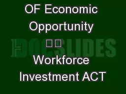 Department OF Economic Opportunity 		     Workforce Investment ACT