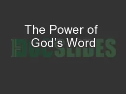 The Power of God’s Word