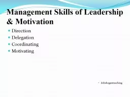 Management Skills of Leadership & Motivation