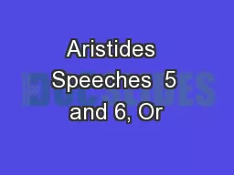 Aristides  Speeches  5 and 6, Or