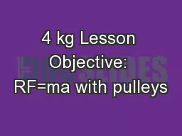 4 kg Lesson Objective: RF=ma with pulleys