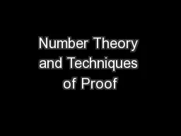 Number Theory and Techniques of Proof