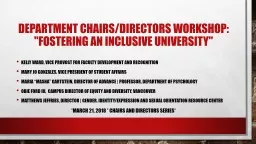 Department Chairs/Directors Workshop: