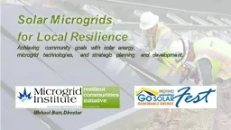 Solar Microgrids  for Local Resilience