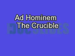 Ad Hominem  The Crucible