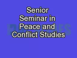 Senior Seminar in Peace and Conflict Studies