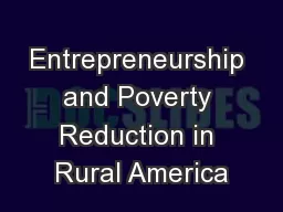 Entrepreneurship and Poverty Reduction in Rural America