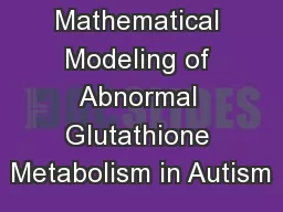 Mathematical Modeling of Abnormal Glutathione Metabolism in Autism