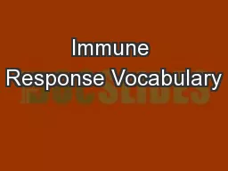 Immune Response Vocabulary