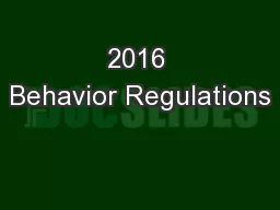 2016 Behavior Regulations