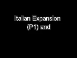 Italian Expansion (P1) and
