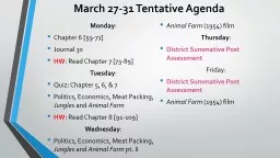 March 27-31 Tentative Agenda