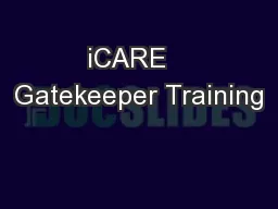 iCARE   Gatekeeper Training