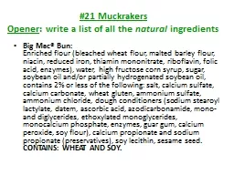 #21 Muckrakers Opener : write a list of all the
