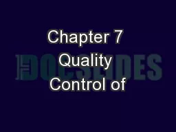 Chapter 7 Quality Control of