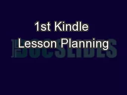 1st Kindle Lesson Planning