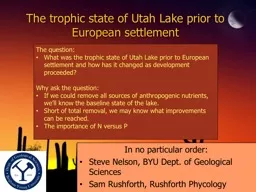 The trophic state of Utah Lake prior to European settlement