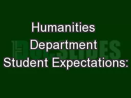 Humanities Department Student Expectations: