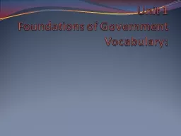 Unit 1 Foundations of Government Vocabulary:
