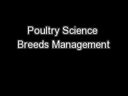 Poultry Science Breeds Management