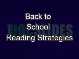 Back to School Reading Strategies