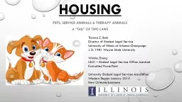 HOUSING Pets, Service Animals & Therapy Animals