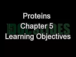 Proteins Chapter 5 Learning Objectives