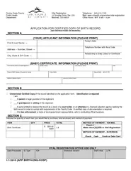 APPLICATION FOR CERTIFIED COPY OF BIRTH RECORD SEE INS