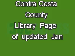 Contra Costa County Library  Page  of  updated  Jan