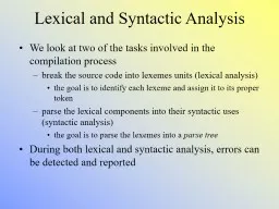 Lexical and Syntactic Analysis