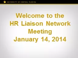 Welcome  to the HR Liaison Network Meeting