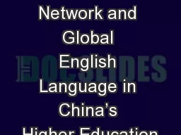 International Knowledge Network and Global English Language in China’s Higher Education