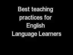 Best teaching practices for English Language Learners