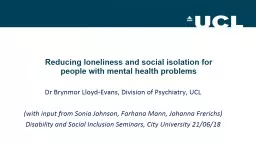 Reducing loneliness and social isolation for people with mental health problems