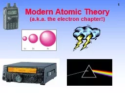 Modern Atomic Theory (a.k.a. the electron chapter!)